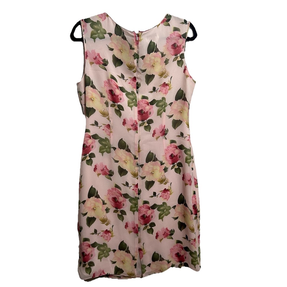 Talbots Vintage Pure Silk Sheath Dress‎ Size 12 Sleeveless Pink Floral Lined - Picture 8 of 10